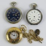A HM silver open face pocket watch, top wind.