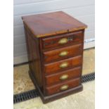 A pedestal desk having later added top comprising five drawers with matching brass cup handles,