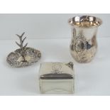 A silver Austro-Hungarian dressing table brush pot hallmarked 1841,
