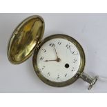 A George III HM silver verge fusee pair cased hull hunter pocket watch (outer case deficient)