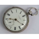 A HM silver open face fusee pocket watch having white enamel dial marked for John Forrest London,