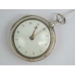 A George III HM silver verge fusee pair cased pocket watch having W Teasdale key wind verge fusee