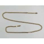 A 9ct rose gold flattened curb link chain necklace, hallmarked 375, 53cm in length, 6.2g.