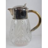 A cut glass and silver plated carafe jug, a/f.
