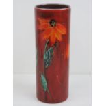 An Anita Harris hand painted cylindrical vase, 23cm high, signed under.