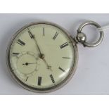 A HM silver open face fusee pocket watch having R L Sharp Liverpool key wind fusee movement marked