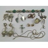 A quantity of assorted silver and white metal jewellery including earrings, necklaces, ring, etc.