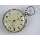 A HM silver open face fusee pocket watch having white enamel dial marked Thomas Hambleton