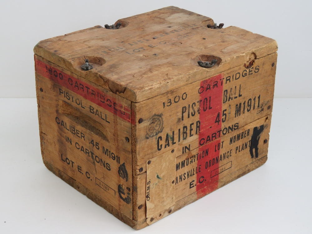 A Colt M1911 .45 wooden ammo crate to hold 1800 rounds. - Image 2 of 3