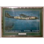 'Imperial Airways Ensign Air Liner' Original colour lithographic poster. Dated 1937. Approx.