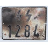 WWII German SS number plate, possibly from a motorbike.