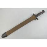 A WWI US M1905N Springfield bayonet, 40.5cm blade with canvas covered scabbard.