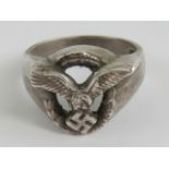 A WWII German Luftwaffe pilots ring, stamped 925.