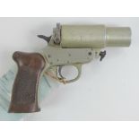 A deactivated (UK Spec) WWII Canadian Military Harrington and Richardson MK III 1" flare pistol,