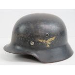 A WWII German M40 Luftwaffe helmet with