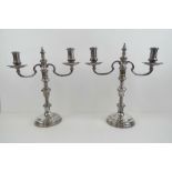 A pair of HM silver twin sconce candelab