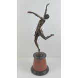 A superb Art Deco dancing girl bronze si