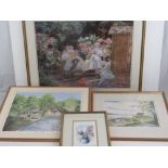 A quantity of four assorted framed print