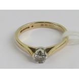 A 9ct gold diamond solitaire ring, the r