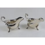 A pair of fine silver plated sauce boats