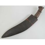 A Gurkha Kukri knife with sheath (sheath af).