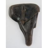 A WWII German military officers Walther P38 pistol dark leather holster with German markings and
