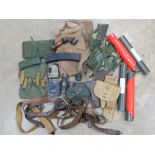 A quantity of military items including; mines awareness tape, SA80 cleaning kit, AK Mag pouch,