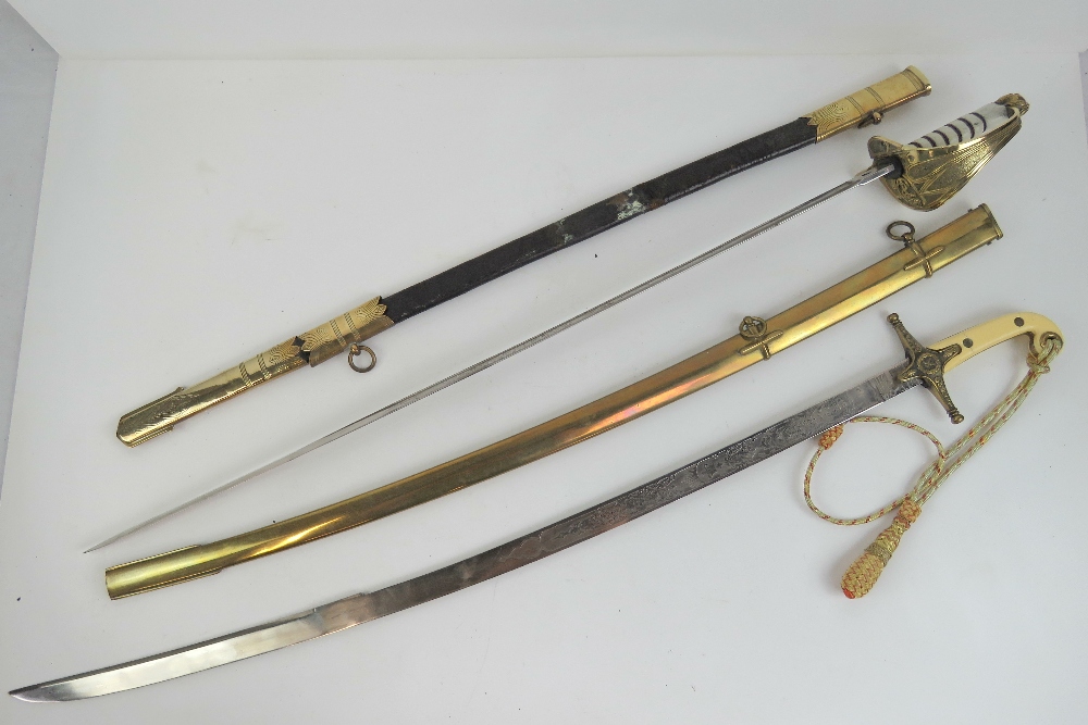 Two swords, one Naval and one Cavalry, each with scabbard. - Image 2 of 7