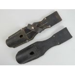 Two WWII K98 leather bayonet frogs each dated 1941.
