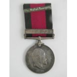 A Natal Rebellion medal with ribbon and 1906 bar, ' PTE. S. Hardy, Natal Rangers' inscribed to edge.