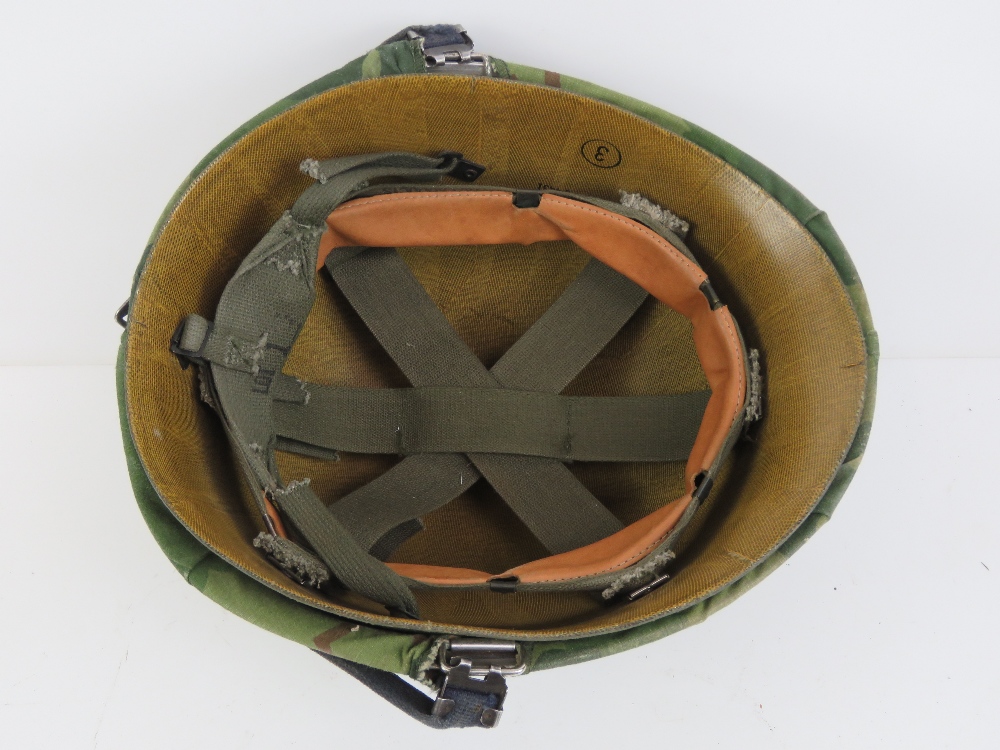 A US Vietnam war helmet with liner and helmet cover. - Image 3 of 6