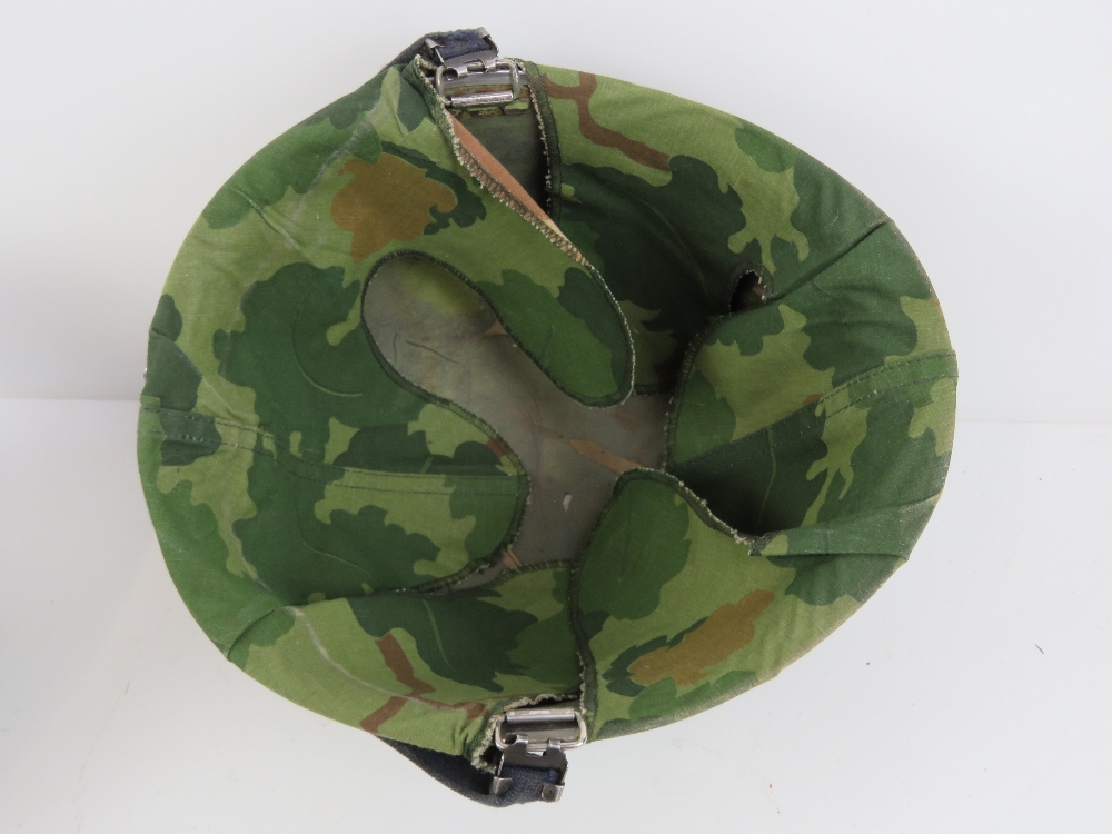 A US Vietnam war helmet with liner and helmet cover. - Image 6 of 6