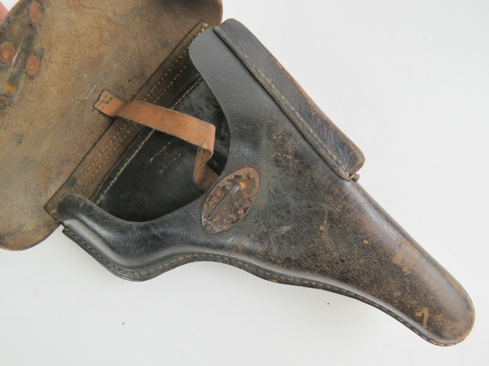 A WWII German military officers Walther P38 pistol dark leather holster with German markings and - Image 5 of 5