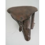 A WWI brown leather Luger holster, dated 1916 and marked Saffl Verb Essen upon,