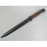 A WWII German Mauser K98 bayonet with scabbard. Blade measuring 25.5cm in length.