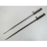Two WWI German G98 bayonets without scabbards.