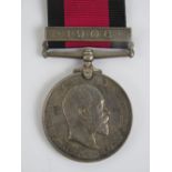 A Natal Rebellion medal with ribbon and 1906 bar, ' PTE J.T.