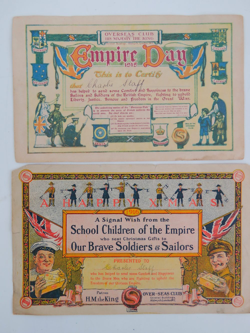 A 1915 Empire Day certificate for the Ov - Image 3 of 3