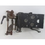 A British army vehicle mount for the GPMG machine gun and ammo tin.