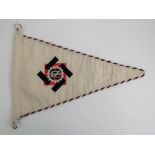 A reproduction WWII German Teno triangular pennant, measuring 25 x 33.5cm.