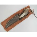 An antler handled hunting knife with she