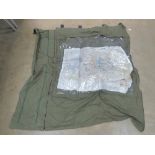 A British army SAS tent cover with action map of Salisbury Plain/Brecon Beacons.