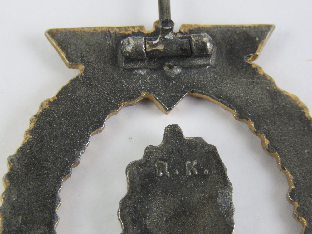 A WWII German Mine Swepers badge having makers mark R.K. upon. - Image 3 of 3