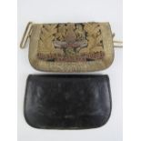 A Victorian British Army Royal Artillery Officers cross belt pouch having gilt embroidered insignia