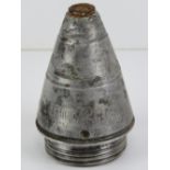 An inert WWII German shell head dated 1944 with German marks upon.