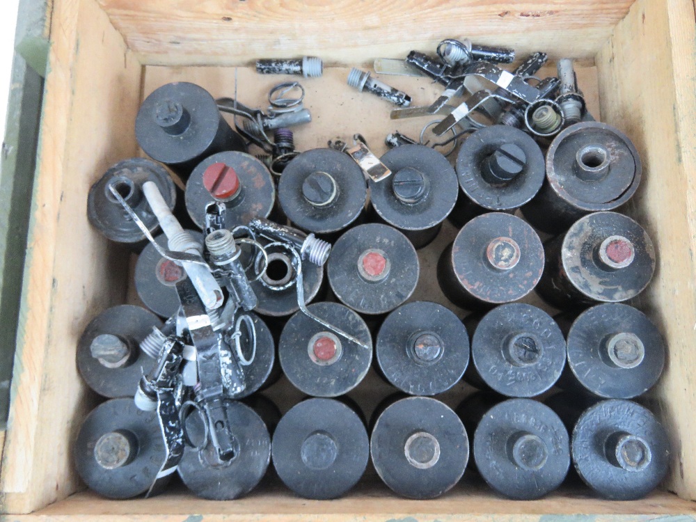 Twenty-four inert RG-42 grenades, plastic transit plugs a/f, in box. - Image 2 of 5