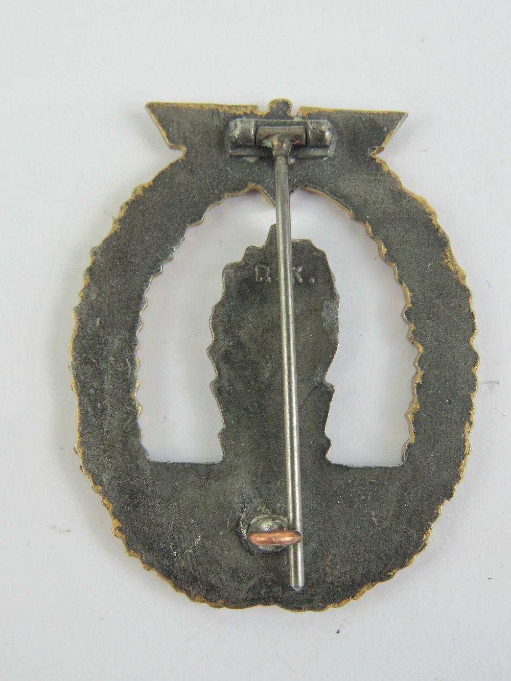 A WWII German Mine Swepers badge having makers mark R.K. upon. - Image 2 of 3