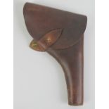 A brown leather Webley Mk6 holster.