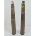 Two inert WWII German 20mm shells with heads.
