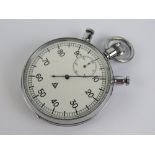 A chromed stopwatch having engraved eagle over swastika and 'M 71' to case back.